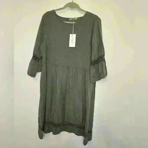 NWT Valentina Naldi 100% Tencel  Boho Cottagecore crochet Dress size XL